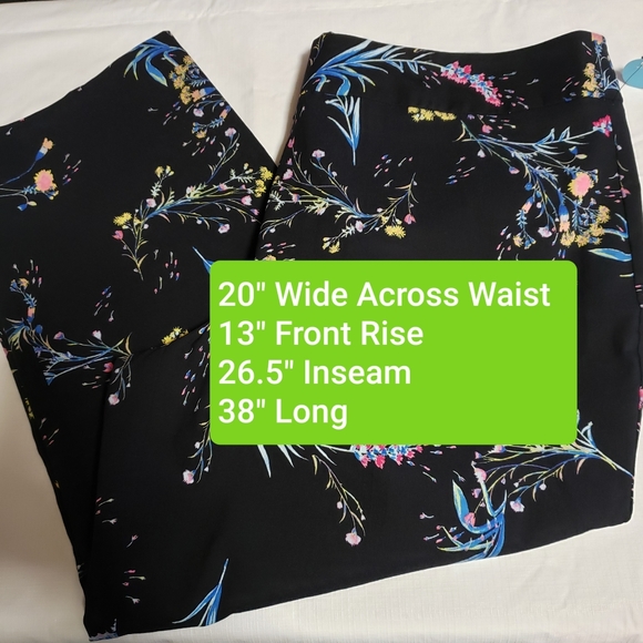 Worthington Woman Ankle Pants Black Floral Print Stretch Plus Size 20W NWT - Picture 8 of 14